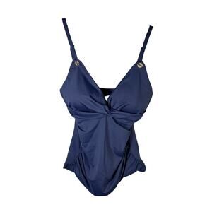 Lauren Ralph Lauren Women's Toggle Trim Tankini Top Dark Navy Swimwear